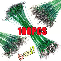 100PCS Anti Bite Steel Fishing Line 15cm Steel Wire Leader With Swivel 