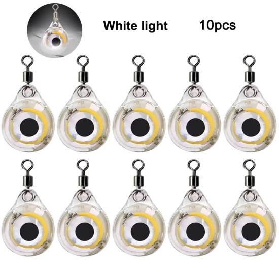 10Pcs Mini Fishing Lure Light Luminous Lure for Attracting Fish White Light
