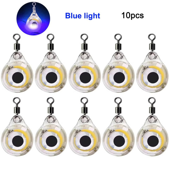 10Pcs Mini Fishing Lure Light Luminous Lure for Attracting Fish Blue Light