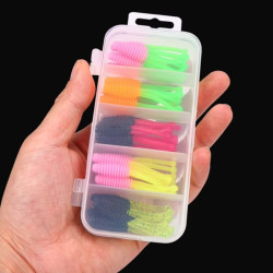 30pcs/box Fishing Bait 50mm 1.2g Soft Bait Two-Tail Shaped 