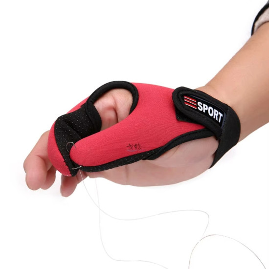 Left Hand Fishing Gloves 2 Fingers Protector (Red)