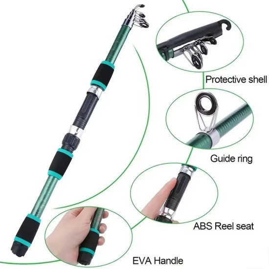 1.8m Fishing Pole Set Full Kits With Telescopic Fishing Rod And Spinning Reel Baits Hooks Travel Pole Set
