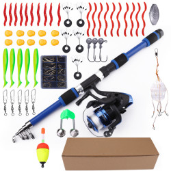 1.8m Fishing Rod with 55pcs Fishing accessories BLUE 1.8m Fishing Rod with 55pcs Fishing accessories BLUE