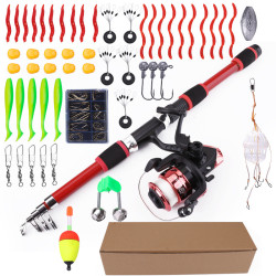 1.8m Fishing Rod with 55pcs Fishing accessories Red
