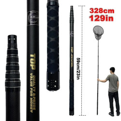 328cm/129inch Total Length,Ultralight 414g,Portable Fishing Landing Net,Carbon Fiber Telescopic Net,Alloy Net Head