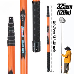 325cm/128inch Total Length,Ultralight 414g,Portable Fishing Landing Net,Carbon Fiber Telescopic Net,Alloy Net Head