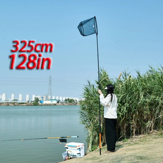 325cm/128inch Total Length,Ultralight 414g,Portable Fishing Landing Net,Carbon Fiber Telescopic Net,Alloy Net Head