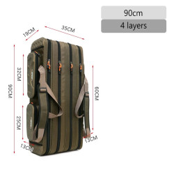 Multifunctional Hard Spinning Fishing Rod Bag 4 Layers 90CM