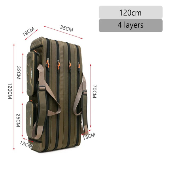 Multifunctional Hard Spinning Fishing Rod Bag 4 Layers 120CM