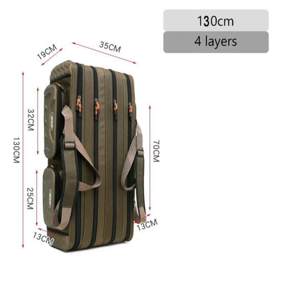 Multifunctional Hard Spinning Fishing Rod Bag 4 Layers 130CM