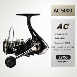 AC5000 Spinning Reel Max Drag 8KG for Fishing Reel Metal Spool Handle Sea Jig Carp Reel Fishing Coil Wheel