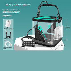 13L Foldable EVA Thickened Fish Bucket with Oxygen Pump