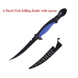 Stainless Steel Fish Filleting Knife Meat Cutting Fish Killing Knife 6.5inch with spoon