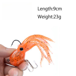 Built-in Counterweight Fishing Lure 23g 9cm Long Tail Soft Octopus Artificial Silicone Soft Bait
