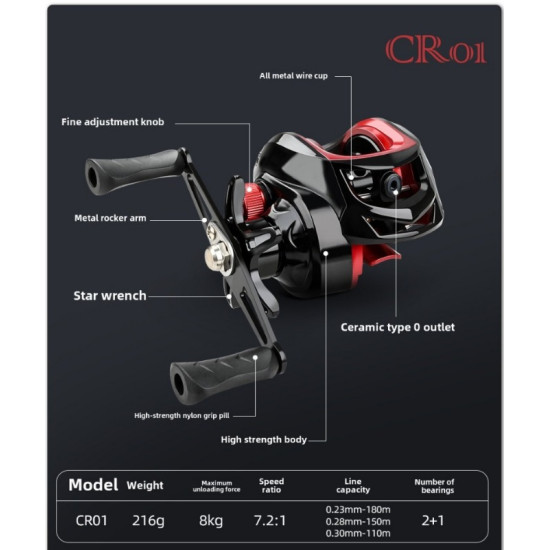 Baitcasting Fishing Reels Max Drag 8kg Ultra Light Casting Reel Fishing Reel for Bass Pike Fishing Tackle