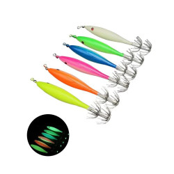 5pcs/bag Luminous Squid Hook 7cm Glow Squid Jigs Hook Cuttlefish Fishing Hook Small Sea Fishing Lures pesca Fishing Bait
