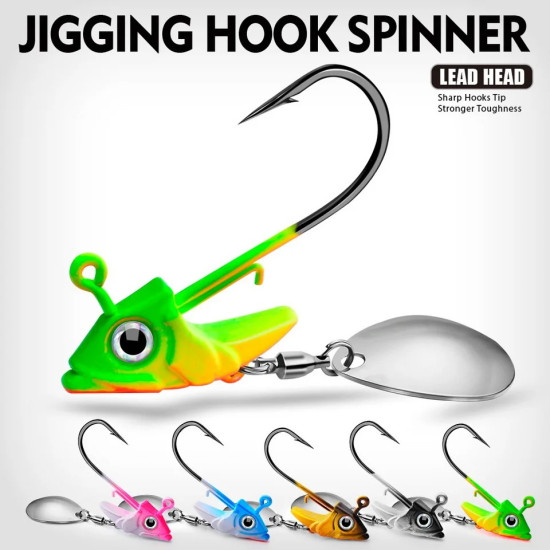 5pcs/bag Jig Head 7.5g/ 10.5g /15g Fishing Lures With Sinking Rotating Metal Sequin 