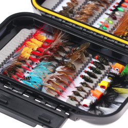 90pcs/box Trout Fly Fishing Flies Collection 90Pcs Flies Dry Wet Nymph Streamers Fly Assortment with Fly Box Flyfishing Fly Lures Kits