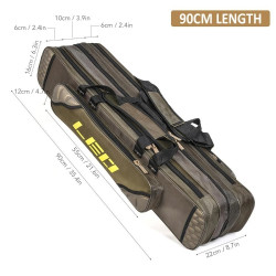 90cm 3 Layer Fishing Rod Bag Fishing Pole Tools Storage Bag 