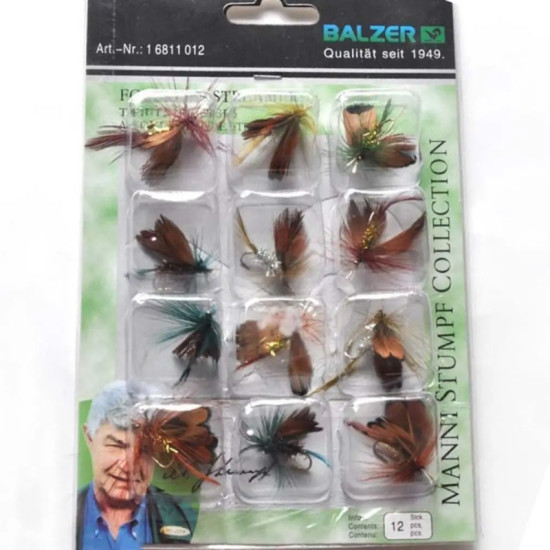 12PCS Artificial Insects Flies Fly Fishing Lures Bait Steel Sharpened Crank Hook Feather Dry Fly Lure 