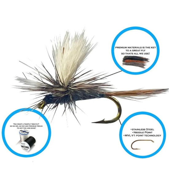 12PCS Artificial Insects Flies Fly Fishing Lures Bait Steel Sharpened Crank Hook Feather Dry Fly Lure 