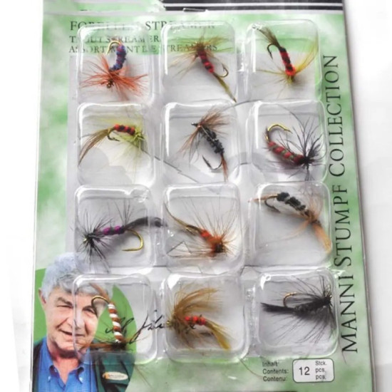 12PCS Artificial Insects Flies Fly Fishing Lures Bait Steel Sharpened Crank Hook Feather Dry Fly Lure 