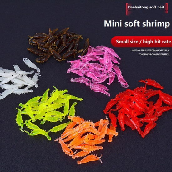 100pcs/lot Shrimp Bait Soft Silicone Fishing Lures 2.8cm/0.3g Luminous Glow Freshwater Worm New Pattern Pesca Fishing Tackle