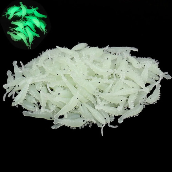 100pcs/lot Shrimp Bait Soft Silicone Fishing Lures 2.8cm/0.3g Luminous Glow Freshwater Worm New Pattern Pesca Fishing Tackle