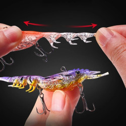 Realistic Shrimp Fishing Lures Multi-Jointed Double Hooked PVC Bait Body Multi Section Tail Bionic Lure