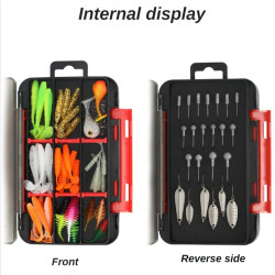75PCS/BOX Fishing Lures Kit with Jig Heads Round Ball Hooks Set with Tackle Box