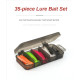 35PCS/BOX Fishing Lures Kit with Jig Heads Round Ball Hooks Set with Tackle Box