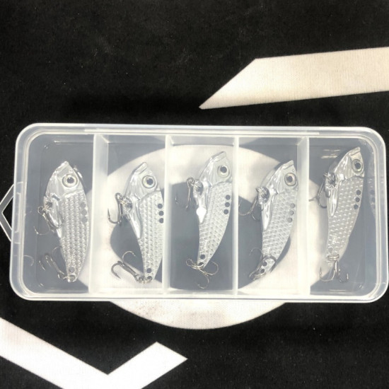 5pcs/box Metal VIB Fishing Lure Spoon Colorful Hard Baits 5/7/10/15g 