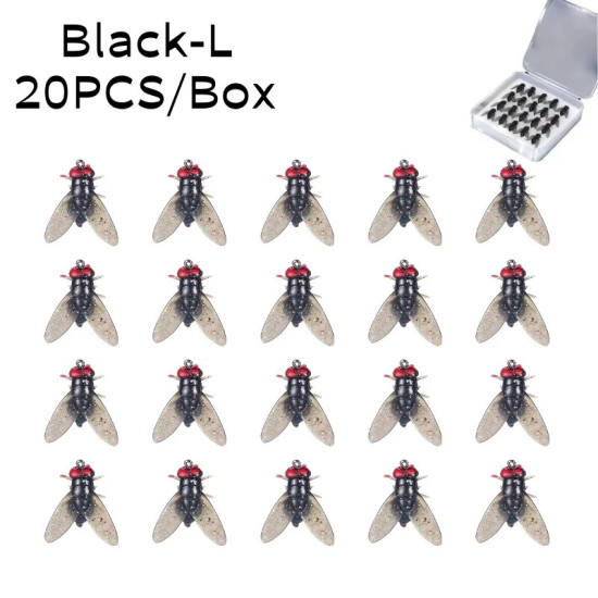 20PCS/Box Realistic Fly Fishing Lures Bait with Hook For Salmon and Trou