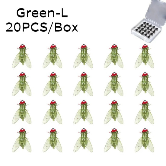 20PCS/Box Realistic Fly Fishing Lures Bait with Hook For Salmon and Trou