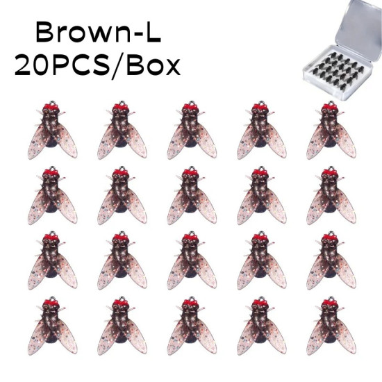 20PCS/Box Realistic Fly Fishing Lures Bait with Hook For Salmon and Trou