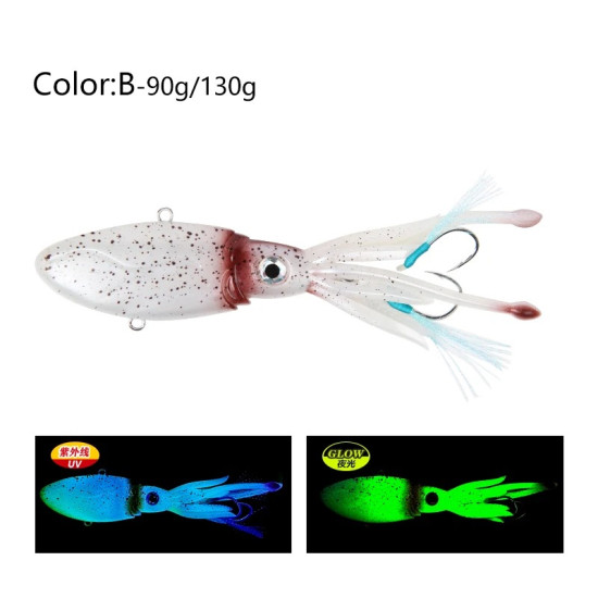1* Luminous UV TPR 130g Octopus Fishing Soft Lures 