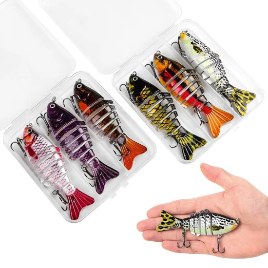 3PCS/Box Fishing Wobbler Lifelike 7 Segment Swimbait Crankbait Hard Bait Slow 10cm/15g