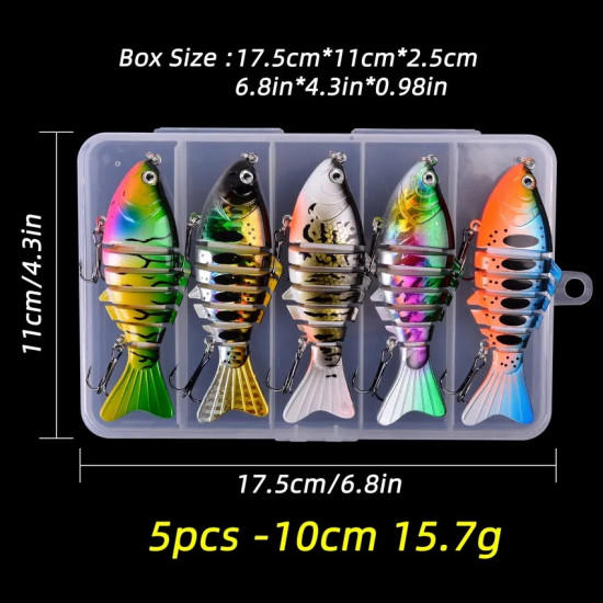 5pcs Sinking Wobbler Set Crankbaits Fishing Kit Artificial Bait Hard Lure