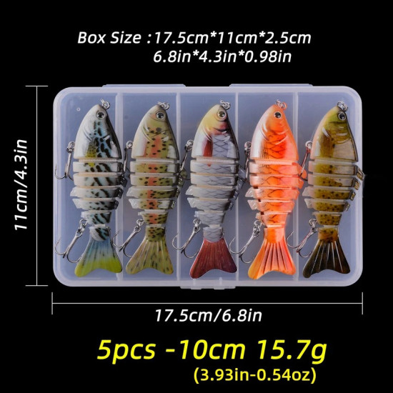 5pcs Sinking Wobbler Set Crankbaits Fishing Kit Artificial Bait Hard Lure
