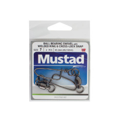 MUSTAD BALL BEARING SWIVEL WITH WELDING RING & CROSS LOCK SNAP